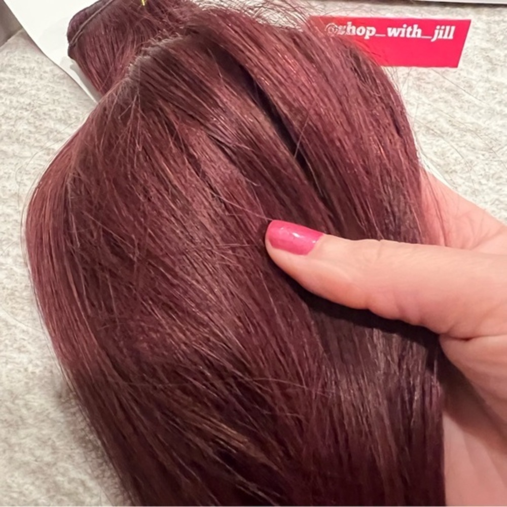 18” Burgundy #99J Lace Clip In 100% Human Hair Extensions Item#CA - Picture 5 of 17